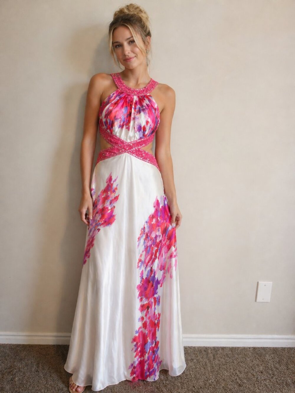 Pink Floral Formal Gown